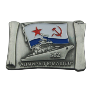Значок БПК Адмирал Юмашев. Литой объемный значок, покрытие "античное серебро" 