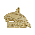Литой значок золотого цвета Магадан акула