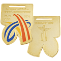 Спортивная медаль золотого цвета индивидуальной формы