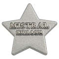 Литой значок в форме логотипа МИСТРАЛЬ