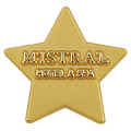 Литой значок в форме логотипа МИСТРАЛЬ