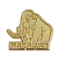 Литой значок золотого цвета Магадан мамонт