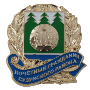 Нагрудный знак Почётный гражданин Сузунского района, 3Д, мягкие эмали