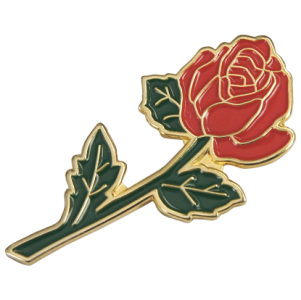 Значок Красная роза. Штаповка с использованием мягких эмалей